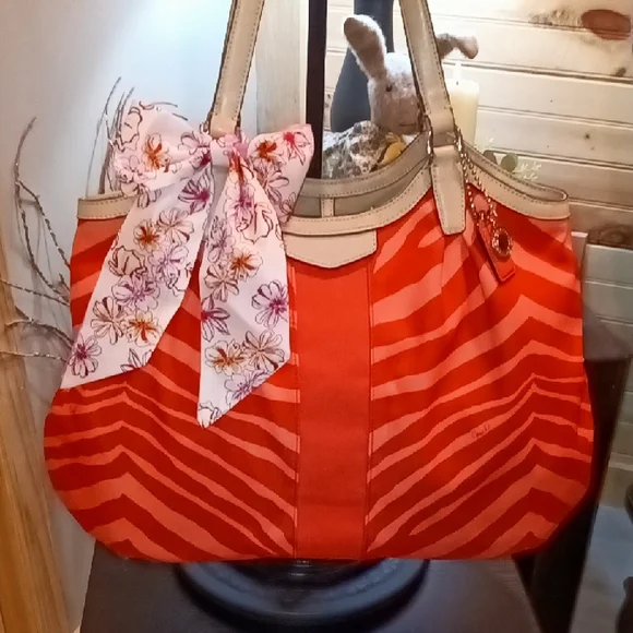 Coach Devin Signature Zebra Stripe Tote Bag F24022 - Picture 1 of 13